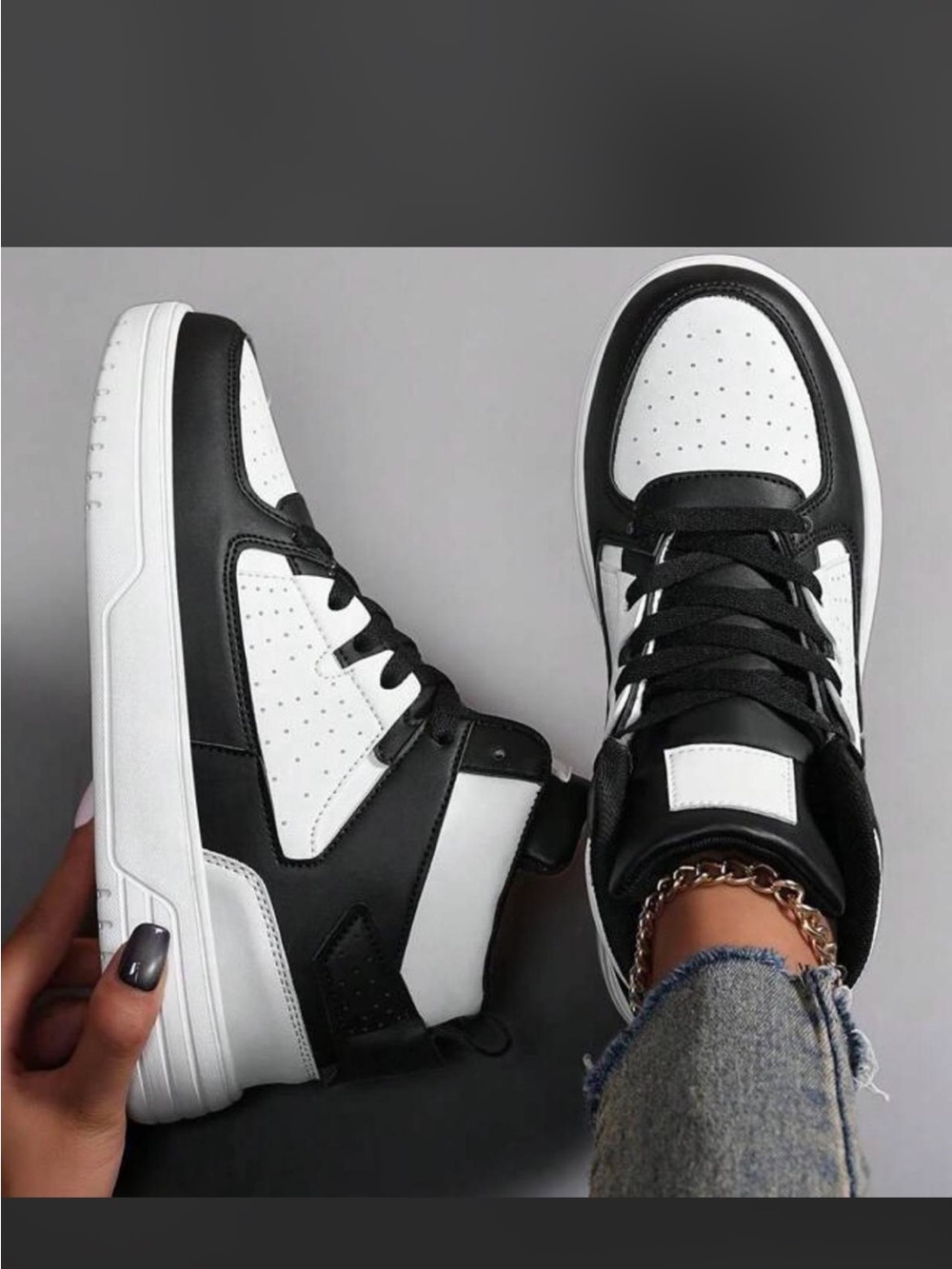 Black & White High-Top Sneakers for women